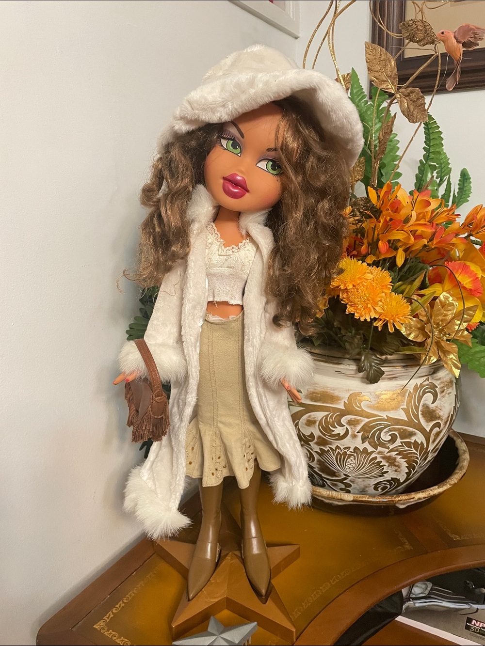 Antique 2 foot Bratz doll with stand